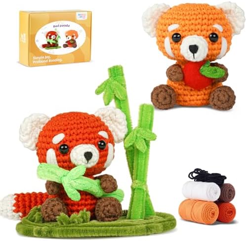 MOREJMTT Crochet Kit for Beginners, Crochet Animal Kits, Crocheting Kit for Starters, Learn to Crochet with Step-by-Step Video Tutorials, Beginner Crochet Kit for Adults(Panda) by MOREJMTT
