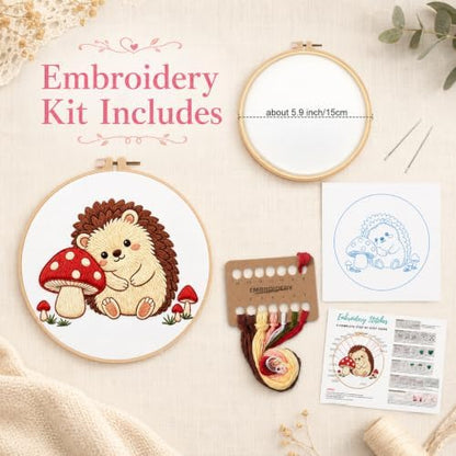 Nuberlic Embroidery Kit for Beginners Stamped Hedgehog Needlepoint - Image 2