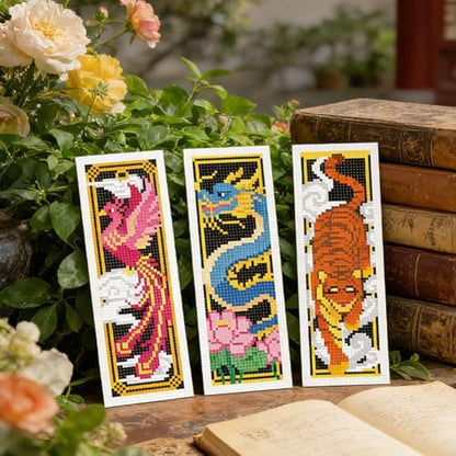ORIGACH 6 Set Chinese Mythical Creatures Cross Stitch Bookmark Kit - Image 5