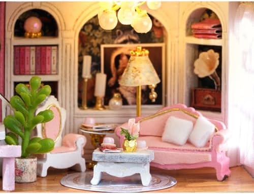 MAGQOO DIY Miniature Dollhouse Kit with Furniture 1:100 Scale Creative Room Mini Wooden Doll House Accessories DIY Miniature House Kit(Grand Hotel) - Image 6