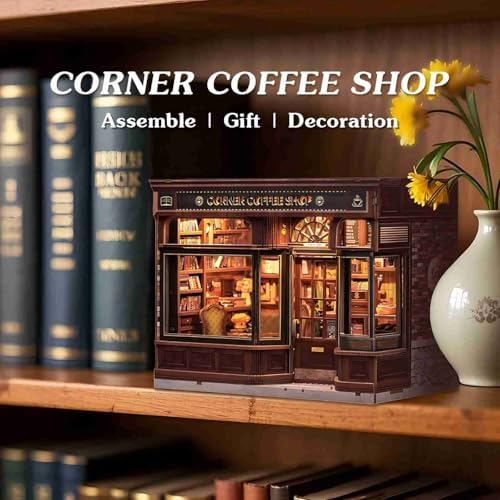 Fsolis Book Nook Kit - 3D Wooden Puzzles for Adults (Corner Coffee Shop) - Image 4