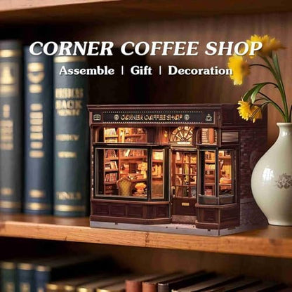 Fsolis Book Nook Kit - 3D Wooden Puzzles for Adults (Corner Coffee Shop) - Image 4