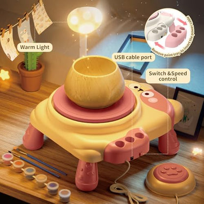 Pottery Wheel for Kids with Foot Pedal, Air Dry Clay Craft Kit Ages 6+ - Image 2