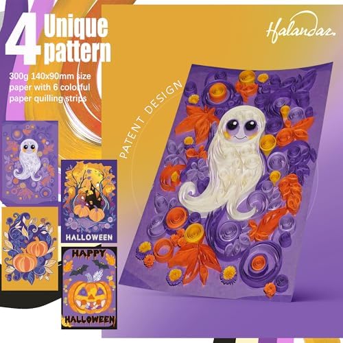 Halandar Paper Quilling Tool Set with 6 Color 5mm Quilling Strips & 4 Cards - Image 2