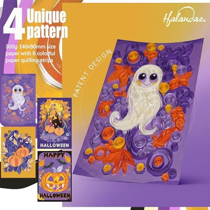 Halandar Paper Quilling Tool Set with 6 Color 5mm Quilling Strips & 4 Cards - Image 2