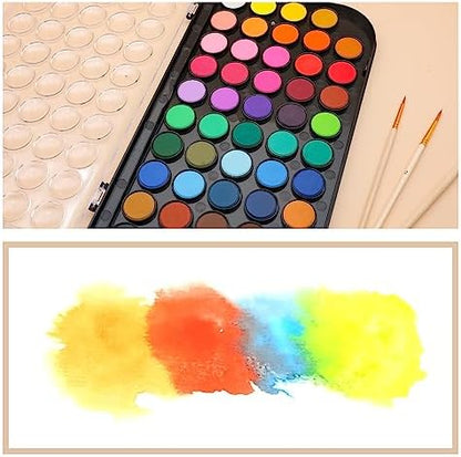 Artecho 48 Colors Watercolor Paint Set, 3 Brushes - Image 3
