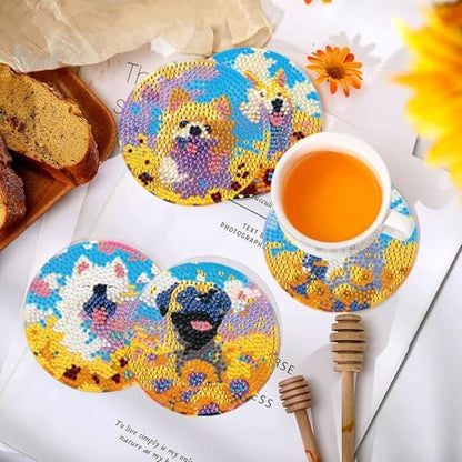 EWJRNSF 10 PCS Dog Diamond Art Coasters DIY Kit with Holder for Adults - Image 4