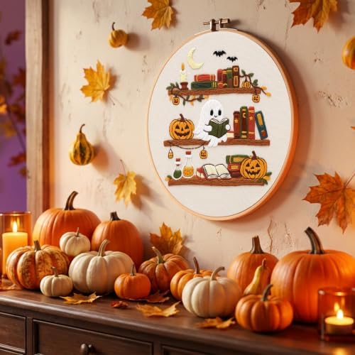 Nuberlic Halloween Ghost Reading Embroidery Kit for Beginners - Image 4
