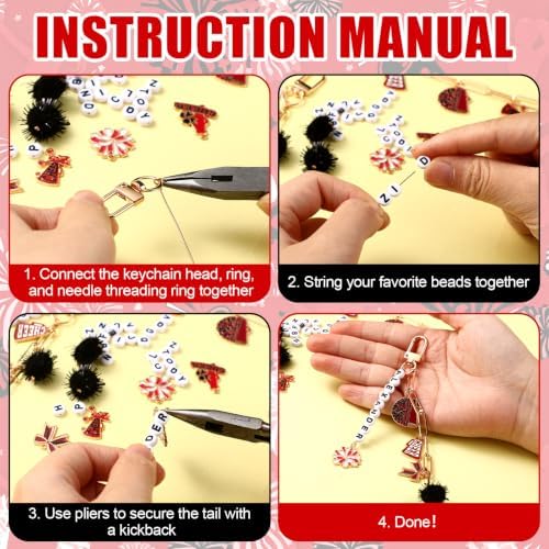 Nosiny 530 Pcs DIY Cheer Charms Keychain Making Kit - Image 4