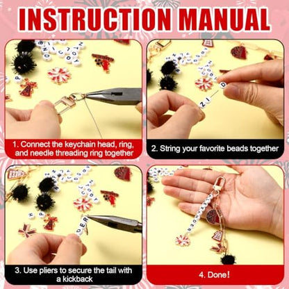 Nosiny 530 Pcs DIY Cheer Charms Keychain Making Kit - Image 4
