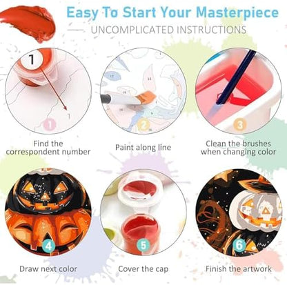 AIBOERL Paint by Numbers Kit for Adults Beginner,Halloween Fall, 12X16In - Image 7