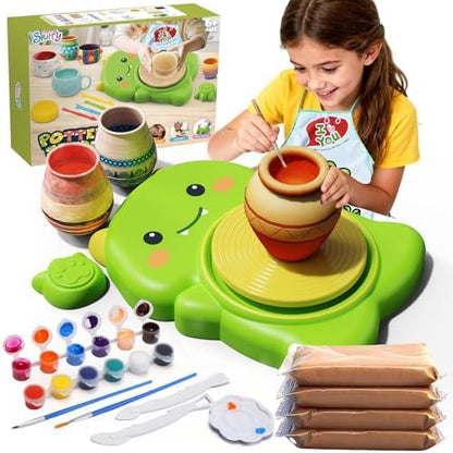 Pottery Wheel for Kids with Foot Pedal, Cute Dinosaur Kids pottery Kit by Skirfy