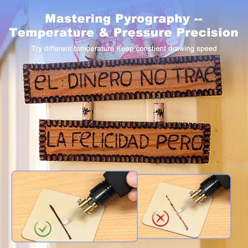 2-in-1 Wood Burning Kit, 88-in-1 Pyrography Wood Burner with 51 Solid Tips, 20 Wire Nibs, Letter & Number Stencils, Unfinished Wood Pieces, Pen Holder, Ideal for Pyrography, DIY Crafts & Gifts - Image 7