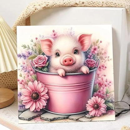 Pig Paint by Numbers Kit for Adults Beginner, Pig Paint by Numbers 10x10 in - Image 2