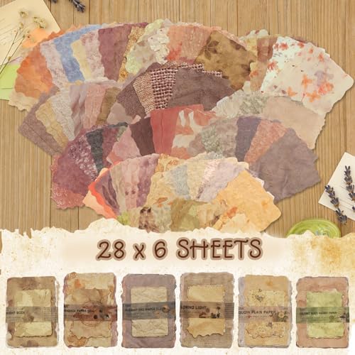 170 Pcs Sheets Vintage Scrapbook Paper Kit with Photo Tapes, Textured Scrapbook Paper, Scrapbooking Supplies, Junk Journal Supplies, Decorative Decoupage Card, Mixed Media Collage Making Craft - Image 7