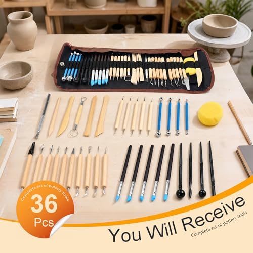 SHRJ 36Pcs Clay Tools Kit for Pottery Sculpting Carving Modeling - Image 3
