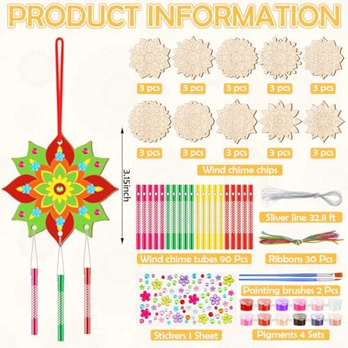 JellyArch Mandala 30 Pack DIY Wind Chime Kit Art and Crafts - Image 3