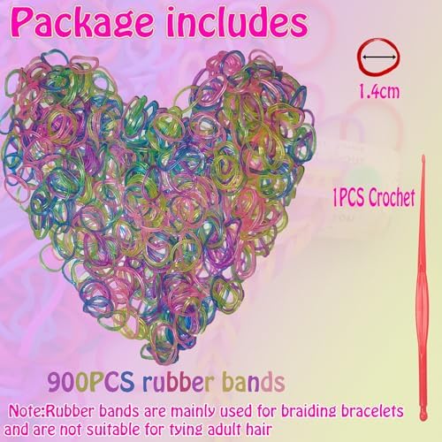 Loom Rubber Band Refill, Luminous Mixed Color 900 Pcs. - Image 3