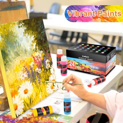 Caliart 24 Colors Acrylic Paint Set with 12 Brushes - Image 2