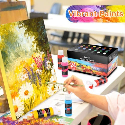 Caliart 24 Colors Acrylic Paint Set with 12 Brushes - Image 2