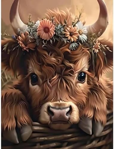 VIGEGU Highland Cattle Paint by Numbers Kit for Adults Beginner,Easy Adult Paint by Number Kits on Canvas DIY Painting for Beginners Art by Numbers for Home Wall Decor 16x20 Inch by VIGEGU