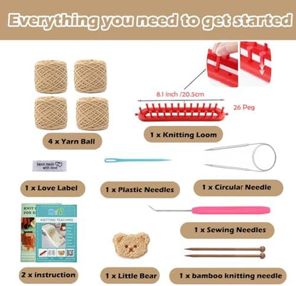 Novelchet Scarf Knitting Loom Kit for Beginners with Plush Yarn Khaki - Image 2