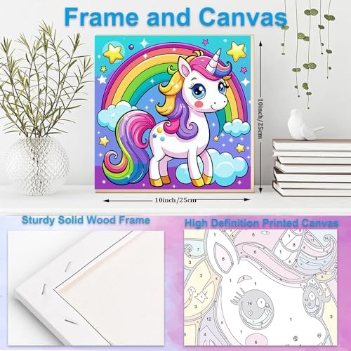 Artunion Framed Paint by Numbers Kit for Adults Beginners & Kids Ages 8-12,Rainbow Horse Paint by Number with Frame,Cute Animal Paint by Numbers Kit on Canvas 10 * 10 Inch Without Easel - Image 5