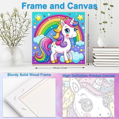 Artunion Framed Paint by Numbers Kit for Adults Beginners & Kids Ages 8-12,Rainbow Horse Paint by Number with Frame,Cute Animal Paint by Numbers Kit on Canvas 10 * 10 Inch Without Easel - Image 5