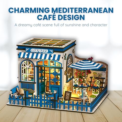 DIY Book Nook Kit LED 3D Puzzle - Santorini Sun Coffee Shop - Image 6