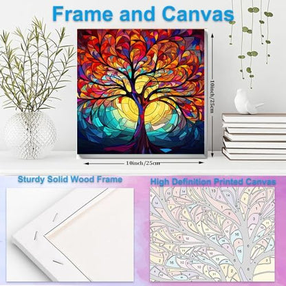Artunion Framed Paint by Numbers Kit for Adults Beginners & Kids Ages 8-12,Tree of Life Paint by Number with Frame,Acrylic Paint by Numbers Kit on Canvas 10 * 10 Inch Without Easel - Image 5