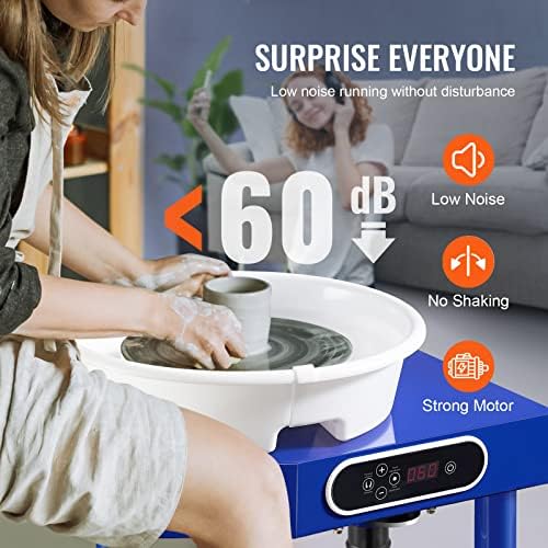 VEVOR Pottery Wheel for Adults Beginners, 10in Ceramic Wheel Forming Machine, 60-300RPM Adjustable Speed, Manual LCD Panel and Foot Pedal, Complete Pottery Set for Art Craft Work Home DIY - Image 6