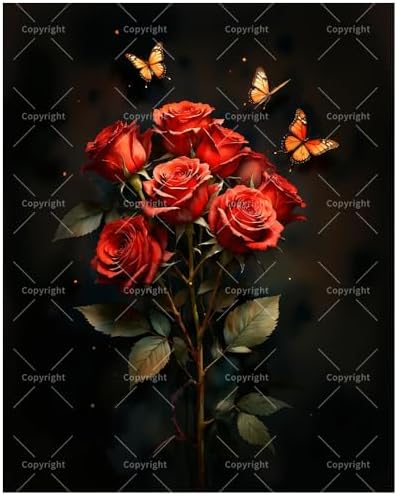 Floral Paint by Numbers Kit for Adults – DIY Red Roses and Butterflies Painting on Canvas 16x20 Inches, Acrylic Paint Set, Suitable for Beginners, Flower Art for Home Decoration or Gifts by Unknown