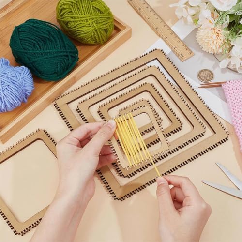BENECREAT 6 Sizes Poplar Wood Weaving Loom Kit, Square DIY Weaving Loom DIY Weaving Art Tapestry Loom for Hanging Decor Woven Tapestry Knitted Crafts Making, 4.5mm Thick - Image 3