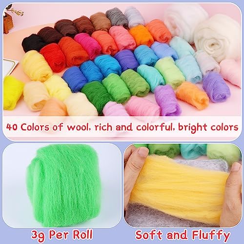 Mayboos Needle Felting Kit, 42 Colors Wool Roving Set - Image 6