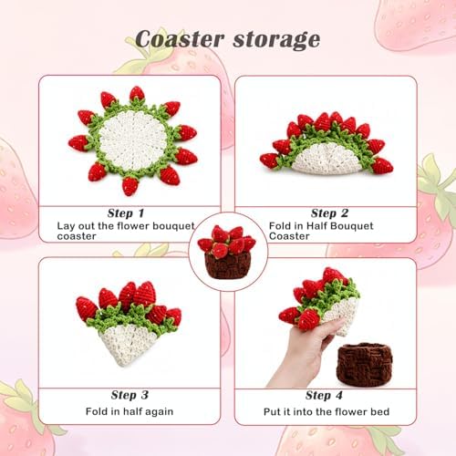 Yarniss Strawberry Coaster Crochet Kit for Beginners w/Video Tutorials - Image 3