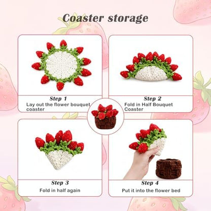 Yarniss Strawberry Coaster Crochet Kit for Beginners w/Video Tutorials - Image 3