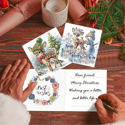 6 Pcs Diamond Painting Birthday Greeting Cards Kits for adults, 5D Handmade Diamond Art Birthday Card with Envelopes, DIY Greeting Cards Making Kits for friends Women Mom Grandma (Deer) - Image 2