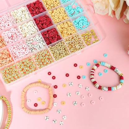 Believo Polymer Clay Beads Kit for DIY Jewelry – with Elastic Cord, Spacer Beads, Colorful Flat Heishi Beads – Ideal for Bracelet & Necklace Making (Macarons) - Image 3