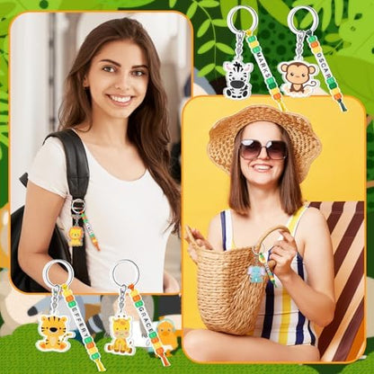 Suncalla 984 Pcs 24 Set Jungle Safari Animal Keychain Zoo Making Kit DIY - Image 6