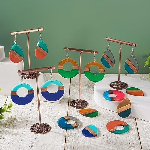 FASHEWELRY 24Pcs Mixed Color Resin Wood Earring Charms Round Wooden Earring Blanks Water Drop Boho Charms Wooden Earring Pieces for DIY Bohemian Earrings Jewelry Making - Image 3