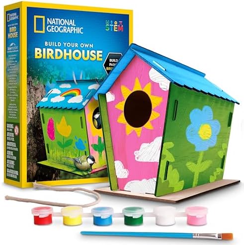 National Geographic Build Your Own Wooden Birdhouse Craft Kit for Kids by BlueMarbleToys