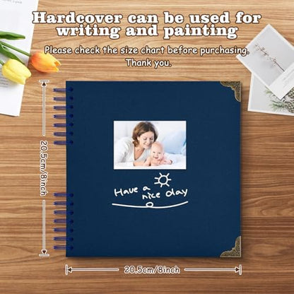 Scrapbook Album 8x8 Inch - 40 Pages Hardcover Kraft Paper Photo Album, Memory Book for Wedding, Anniversary, Family, Christmas, Baby Shower, Ideal for Preserving Precious Moments - Image 2