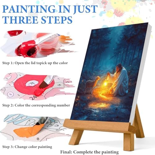 Jesus Paint by Numbers Kit for Adults Framed Canvas 12X16 in, Frameworkless - Image 6