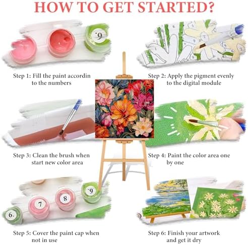 Camocin Paint by Numbers Kit for Adults Beginner, Flowers Bloom, 16x16 Inch - Image 6