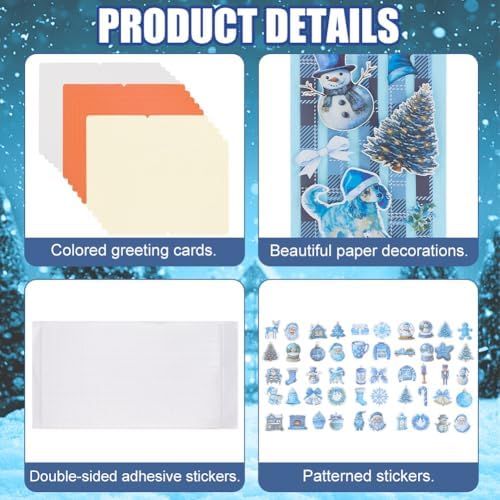 FREEBLOSS 15 Set DIY Card Making Kit for Adults Winters Card Making Kit DIY Handmade Greeting Card Kit Perfect for Christmas Gift Cards for Birthday Wedding Congratulation - Image 3