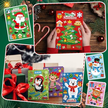 Fullhawl 48 Set Christmas Card Making Kits DIY Christmas Craft with Stickers and Envelopes Make Your Own Greeting Card Handmade Xmas Folded for Gift Party Decor Home Activities (Xmas) - Image 5