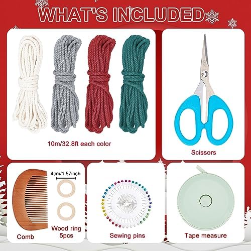 INFUNLY 4 Set DIY Macrame Christmas Tree kit Boho Macrame Kits for Adults Woven Macrame Wall Hangings Ornaments Kits for Adults with Instruction and Video Holiday Home Decor - Image 2