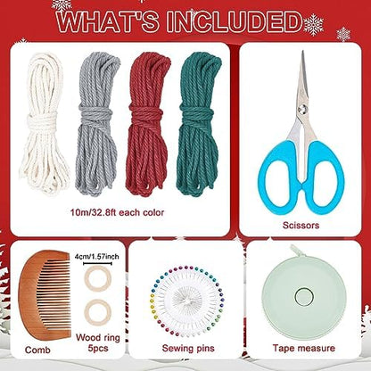 INFUNLY 4 Set DIY Macrame Christmas Tree kit Boho Macrame Kits for Adults Woven Macrame Wall Hangings Ornaments Kits for Adults with Instruction and Video Holiday Home Decor - Image 2