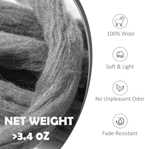3.4oz Needle Felting Wool Dark Shadow for DIY Needle Craft Enthusiasts - Image 2