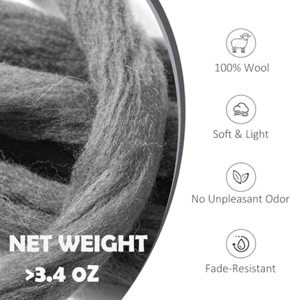3.4oz Needle Felting Wool Dark Shadow for DIY Needle Craft Enthusiasts - Image 2